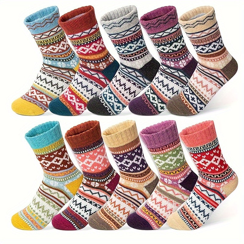 10 Pairs Vintage Ethnic Style Crew Socks