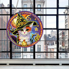 Cat Pattern Artificial Diamond Painting Kit DIY 5D Diamond Art Pendant