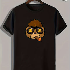 Cartoon Bear Pattern Print Men's Sports T-shirt