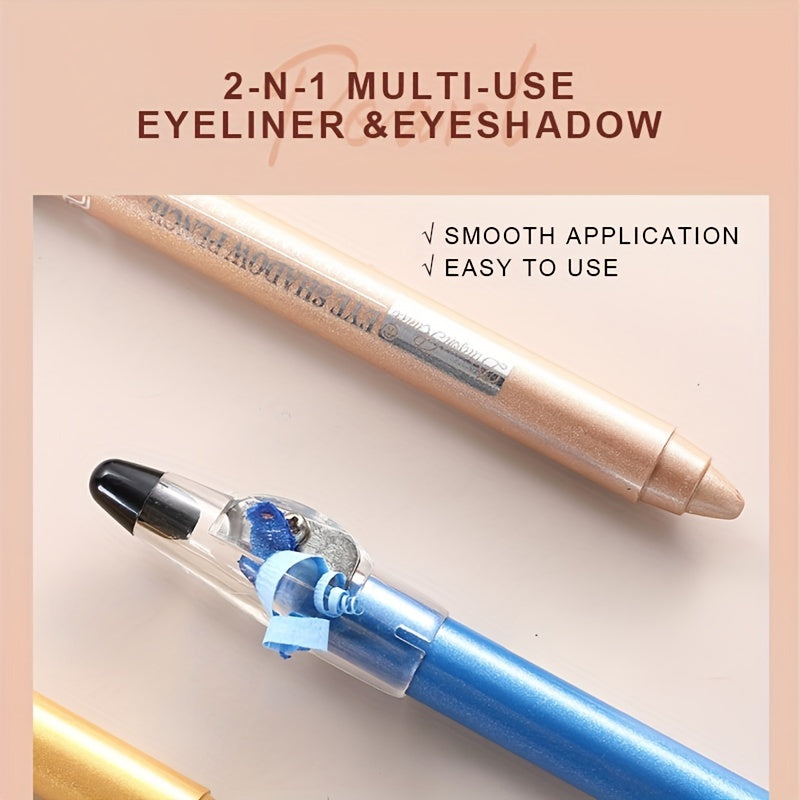 12 Colors Eyeshadow Pen Pearly Shimmer Glitter Waterproof Eyeliner