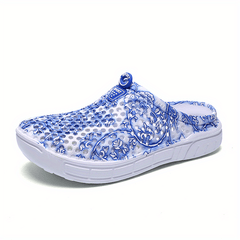 Floral Print Clogs Round Toe Slip On Flat Outdoor Slides