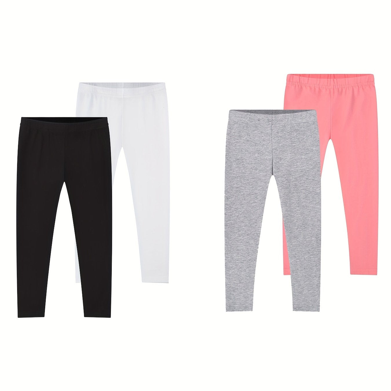 Girls' Cropped Leggings 4-Pack High Stretchy Slim Fit 2-8 Years Old