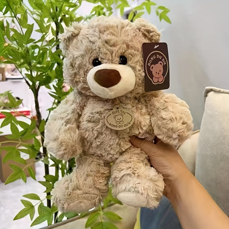Memorable Keepsake Teddy Bear Plush Toy Soft Polyester Deep Brown Ivory