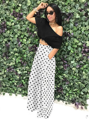 Houndstooth Wide Leg Pants High Waist Casual Pants With Pockets