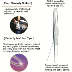 6pcs Stainless Steel Flat Tip Tweezers For Women Eyebrow Tweezers