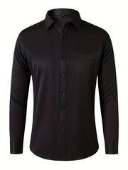 Men's Button Up Shirt with Chest Pocket - Spring/Fall Businesswear