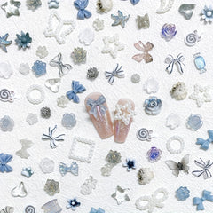 30pcs Gray Mix Fairy Glitter Sequins & Flower Pearl Bow for Resin Fillers