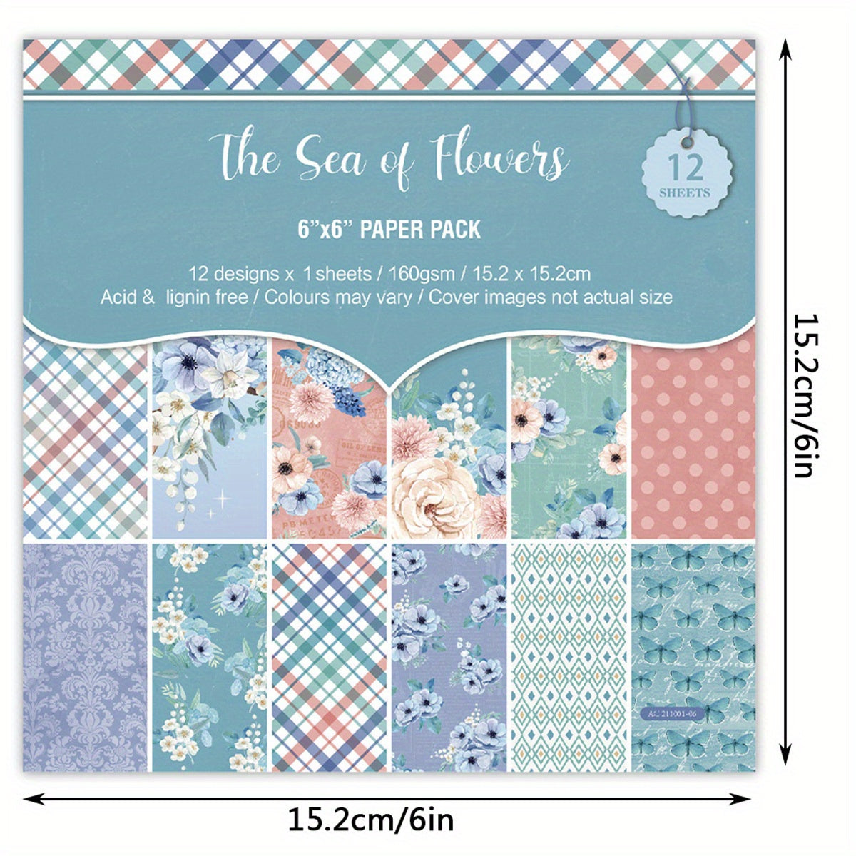 12pcs Vintage Flower Pattern Paper 6 6in DIY Scrapbook Material