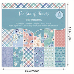 12pcs Vintage Flower Pattern Paper 6 6in DIY Scrapbook Material