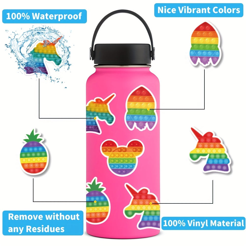 50PCS Pop Fidget Toy Sticker Party Supplies Vinyl Waterproof Sticker Stickers