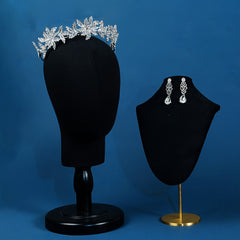 2PCS SET Rhinestone Earrings Crown Wedding Dress Accessories