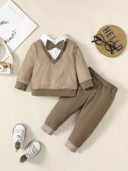 Boy's Striped Top Pants 2pcs Outfit