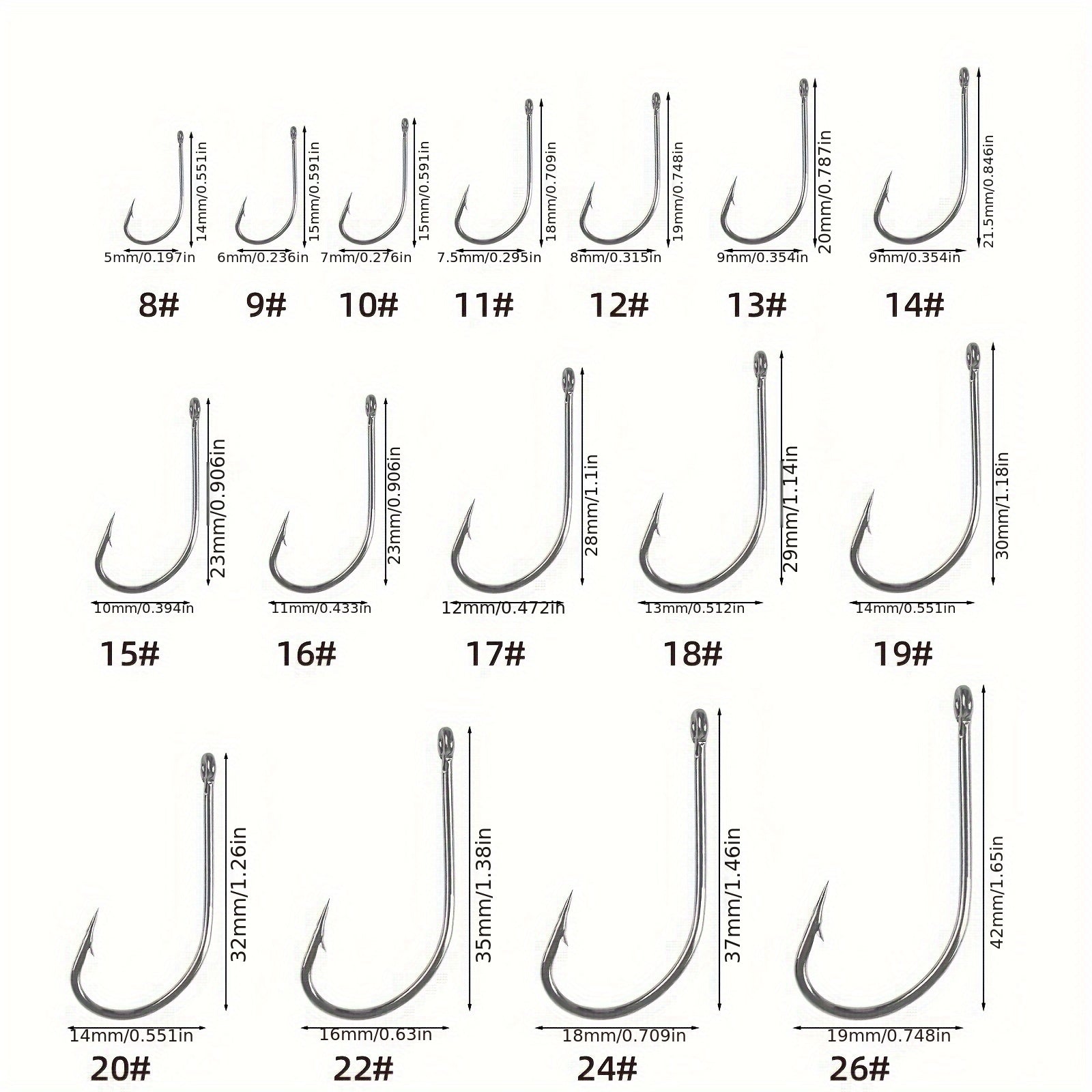 300-500 Mix Sizes Fishing Hooks Long Shank Sea Bass Tackle