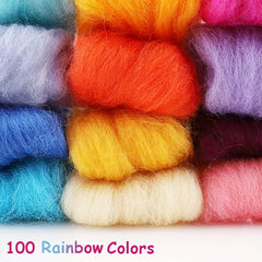 100pcs Needle Felting Wool Roving DIY Craft Spinning Blend