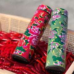 500ml Chinese Floral LED Water Bottle Stainless Steel