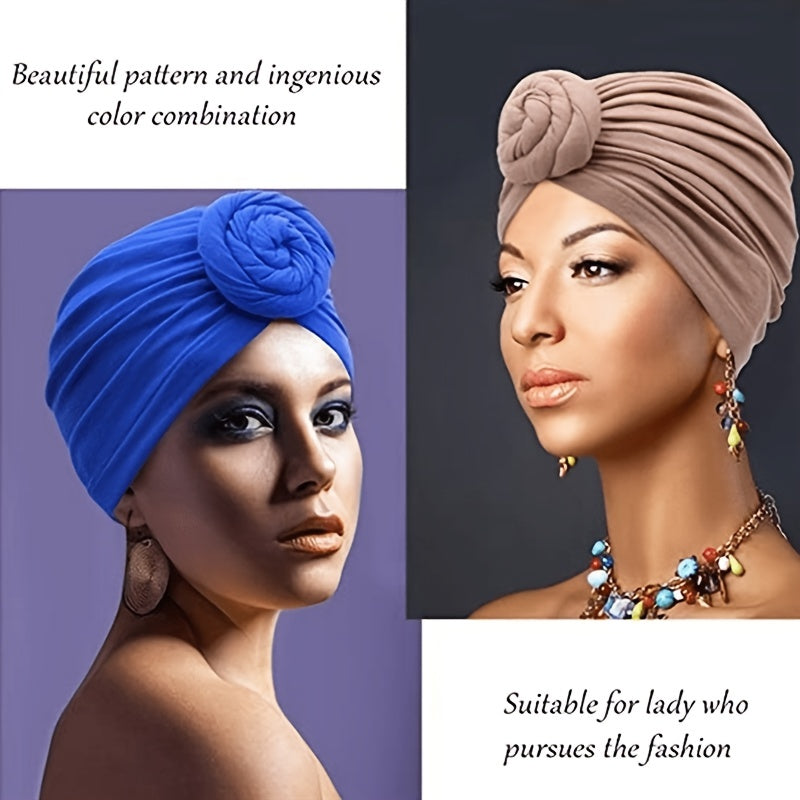 Solid Twist Turban Cap Elastic Pre-tied Head Wrap Casual Bonnet Women Hijab Hat