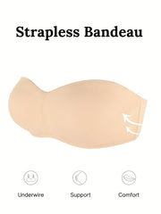 Strapless Underwire Bra w/ Removable Pads & Translucent Straps