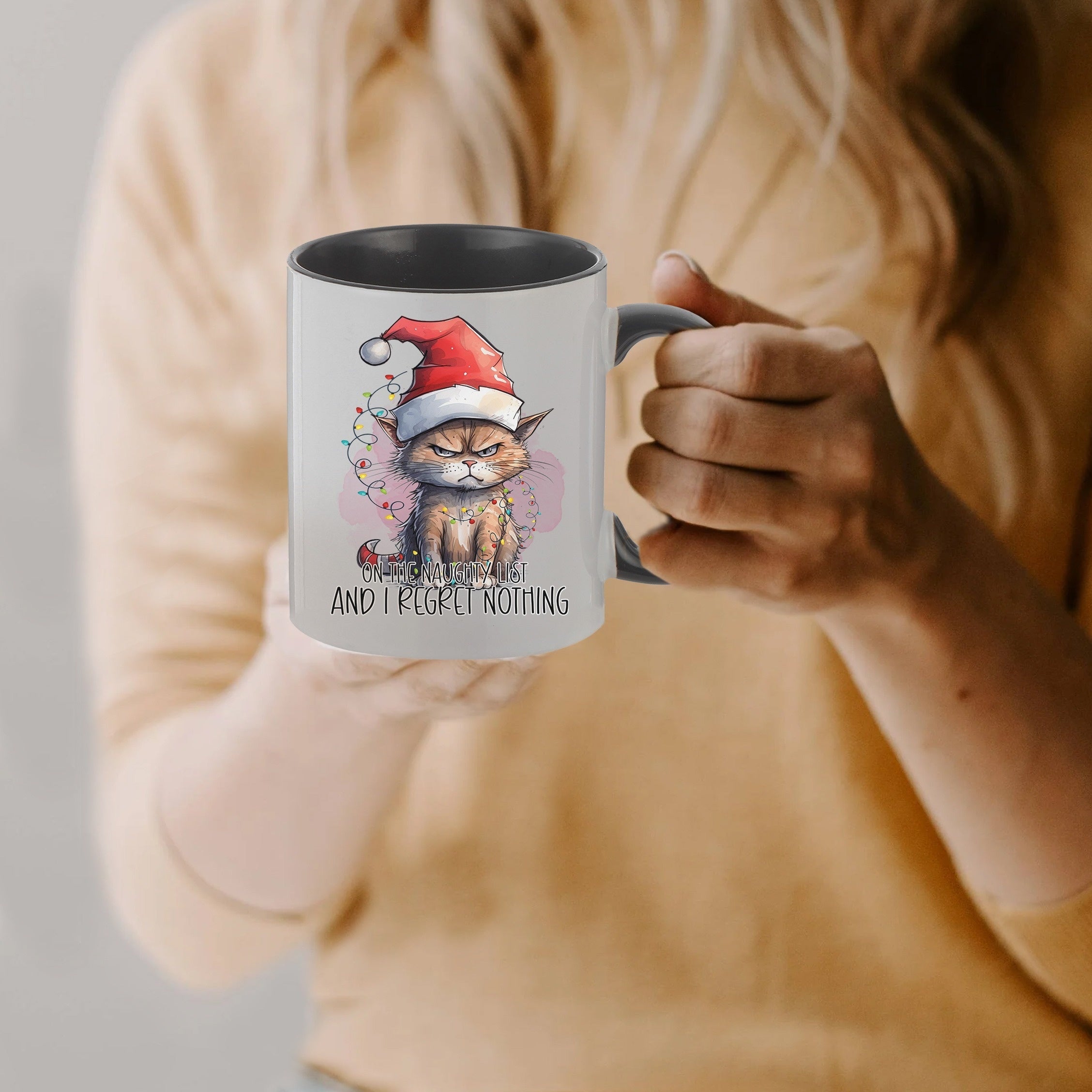 Christmas Cat Printed Coffee Mug 11oz - Ceramic Water Cup Christmas Gift