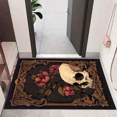 Gothic Skull Print Floor Mat, Non Slip Bathroom Kitchen Mat