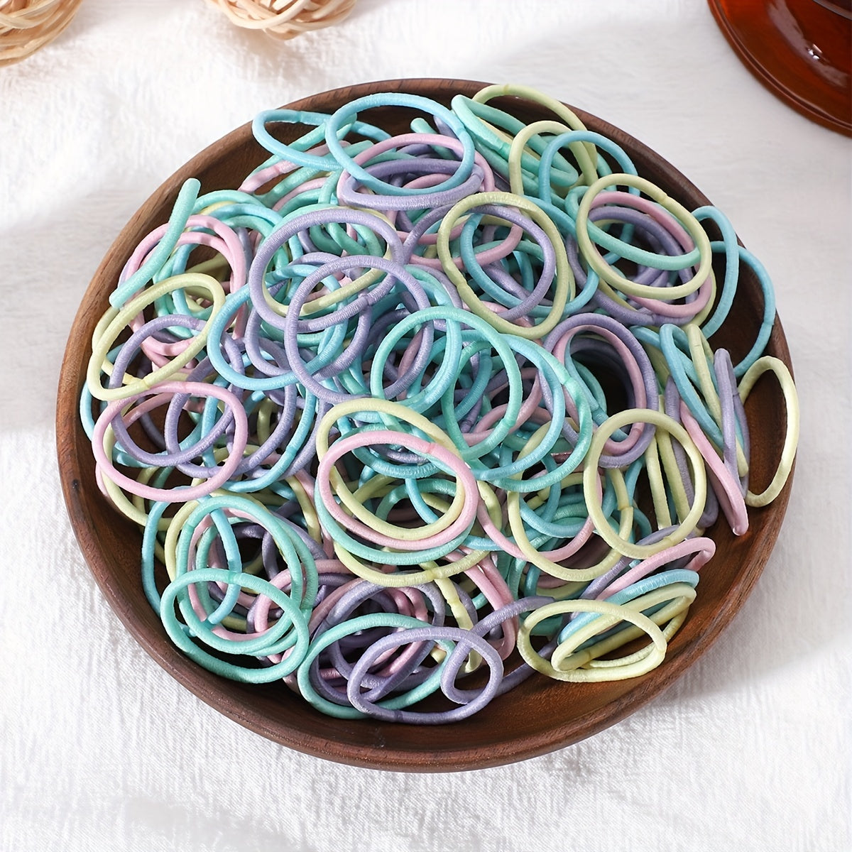 100pcs Colorful Candy Elastic Hair Ties for Girls