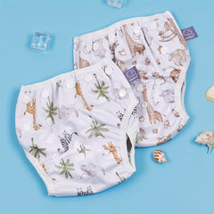 2pcs Rainbow Flower Set Swim Diaper Waterproof Adjustable Baby Swimming Diaper