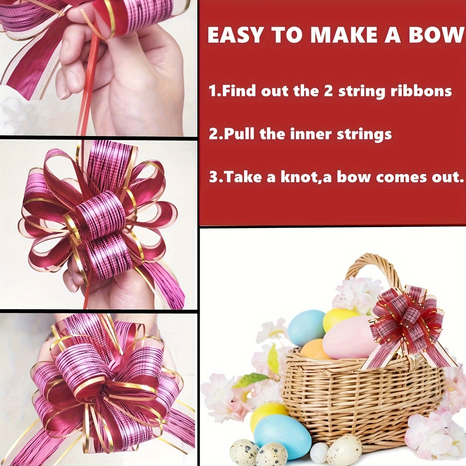 20pcs Pull Flower Ribbon Bow for Gift Wrapping Bows