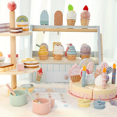 Wooden Ice Cream Shop Dessert Counter Toy for Kids