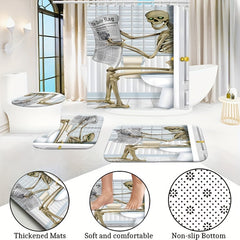 5pcs Skull Halloween Shower Curtain Set with 12 Hooks