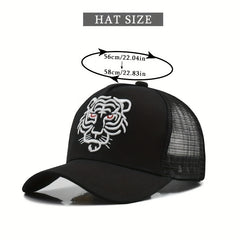 Tiger Head Embroidered Baseball Cap Animal Mesh Trucker Hat