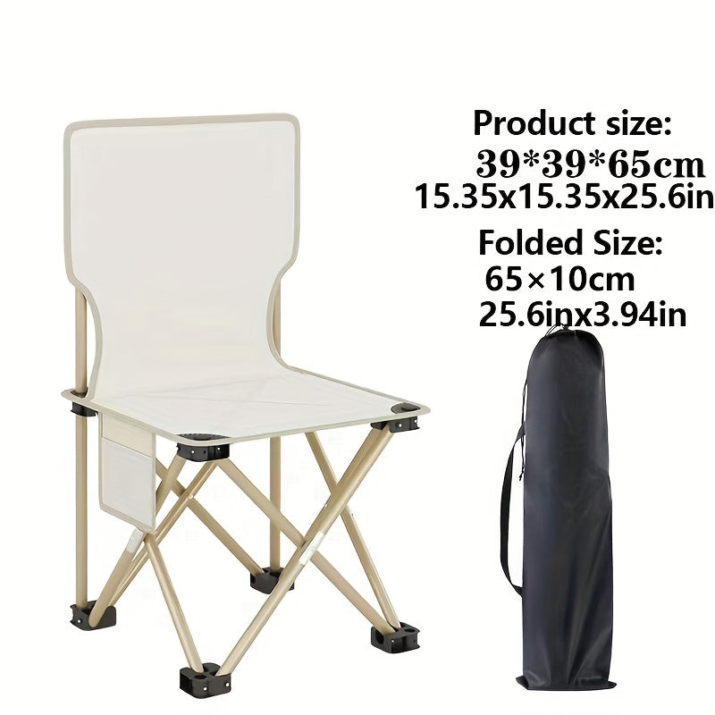 Portable Folding Chair with Side Pocket and Storage Bag for Outdoor Activities
