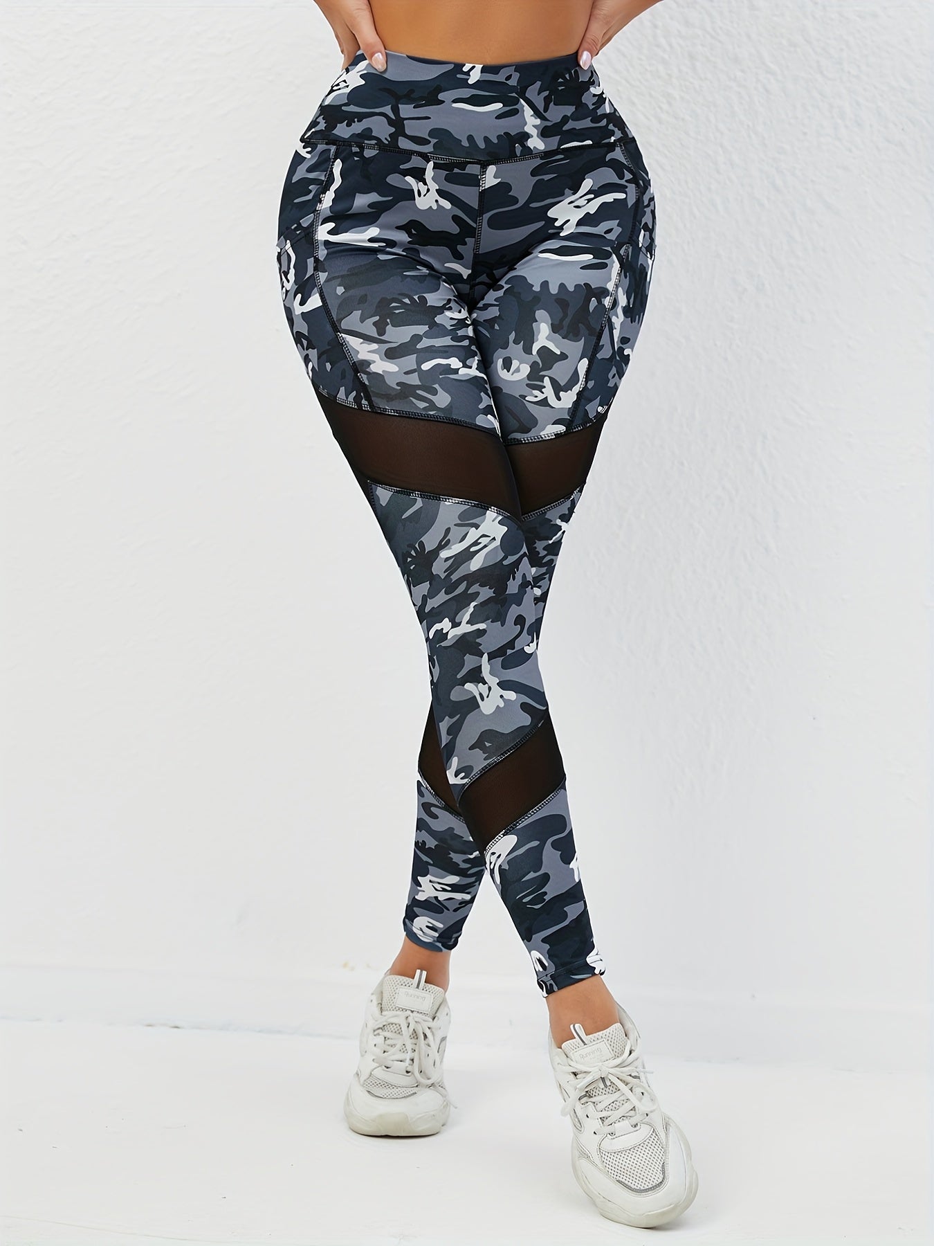 Camouflage Mesh High Waist Yoga Pants Breathable Leggings