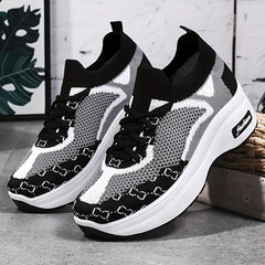 Women's Mesh Platform Sneakers Casual Lace Up Shoes