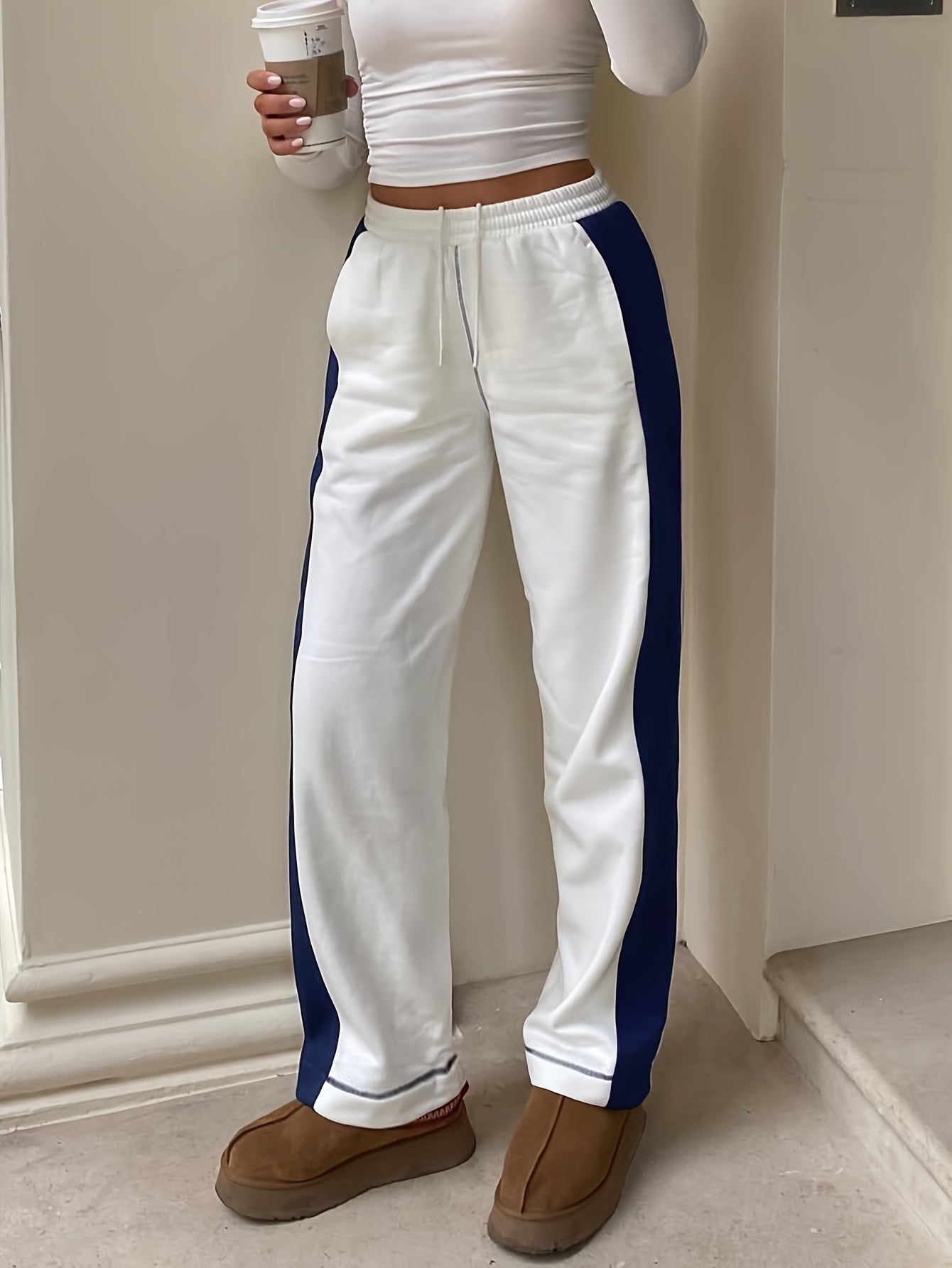 Striped Dual Drawstring Pants for Fall & Winter