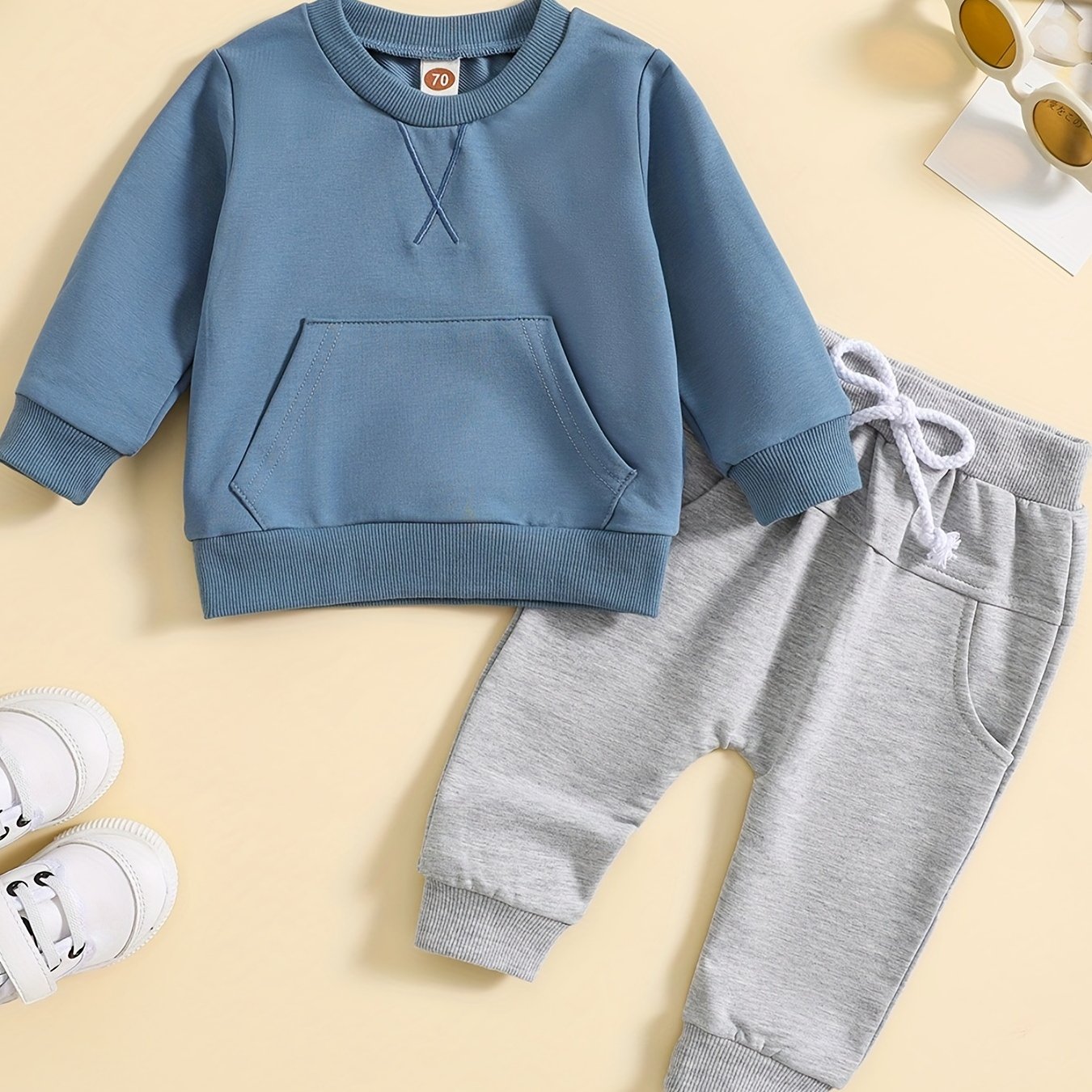 Toddler Boys Set Long Sleeve Pullover Top & Drawstring Pants 2pcs Outfit
