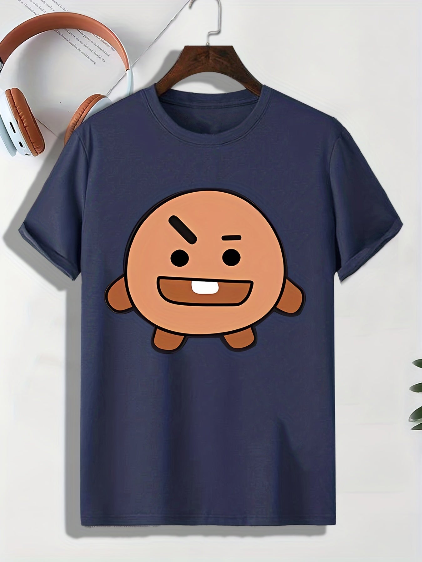 Men's Cartoon Portrait T-shirt Active Tee for Outdoor