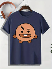 Men's Cartoon Portrait T-shirt Active Tee for Outdoor