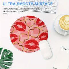 Red Lip Gaming Mouse Pad 7.8 x 7.8 inches Round Non-Slip Rubber Mat