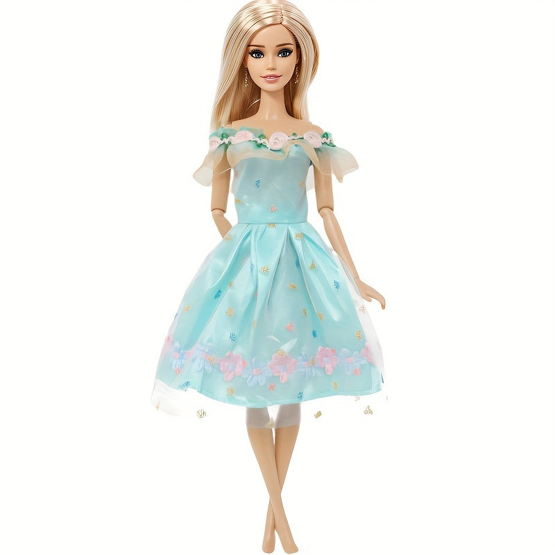 Green Floral Lace Mini Dress for 29 Dolls - Perfect Party Outfit