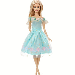 Green Floral Lace Mini Dress for 29 Dolls - Perfect Party Outfit