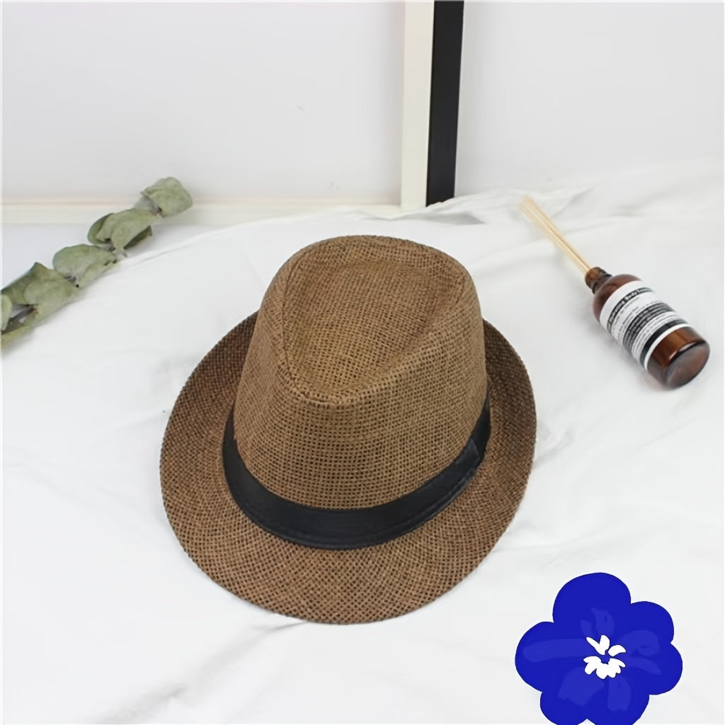 Boys Casual Wide Brim Braided Hat