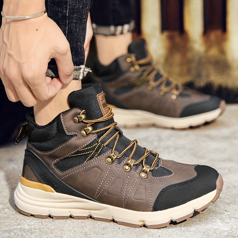 Men's High Top Hiking Boots Comfy Non Slip Lace Up Durable Shoes