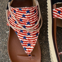 Patriotic Thong Sandals Back Zipper Anti-slip Sports Sandals Women