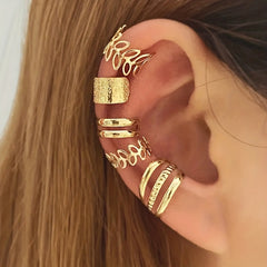Golden Leaves Non Piercing Ear Clips Earrings for Girls