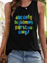 Colorful Letter Pattern Stretchy Sports Vest Sleeveless Top