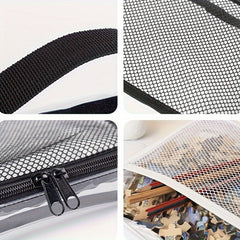 Zippered PVC Organizer Bag with Mesh Insert for Makeup & Beauty Storage