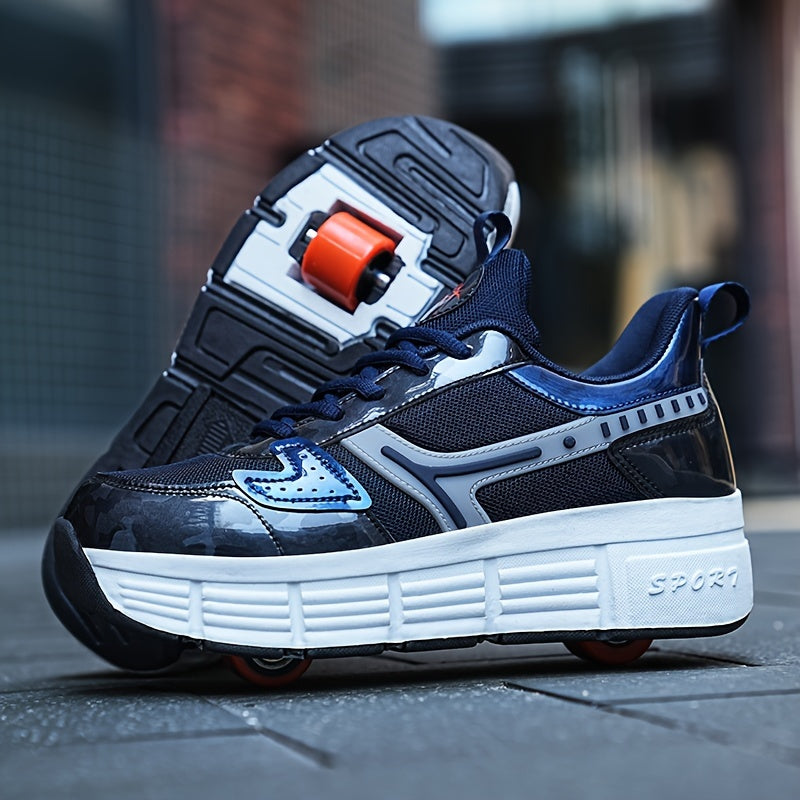 Boy's Roller Shoes Detachable Wheel Skate Sneakers For Kids