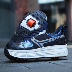 Boy's Roller Shoes Detachable Wheel Skate Sneakers For Kids