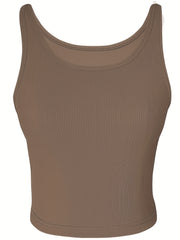 Solid Tank Top Casual Crew Neck Summer Sleeveless Top Women's Clothing
