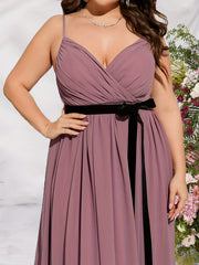 Bow Knot Mesh Maxi Evening Formal Dress