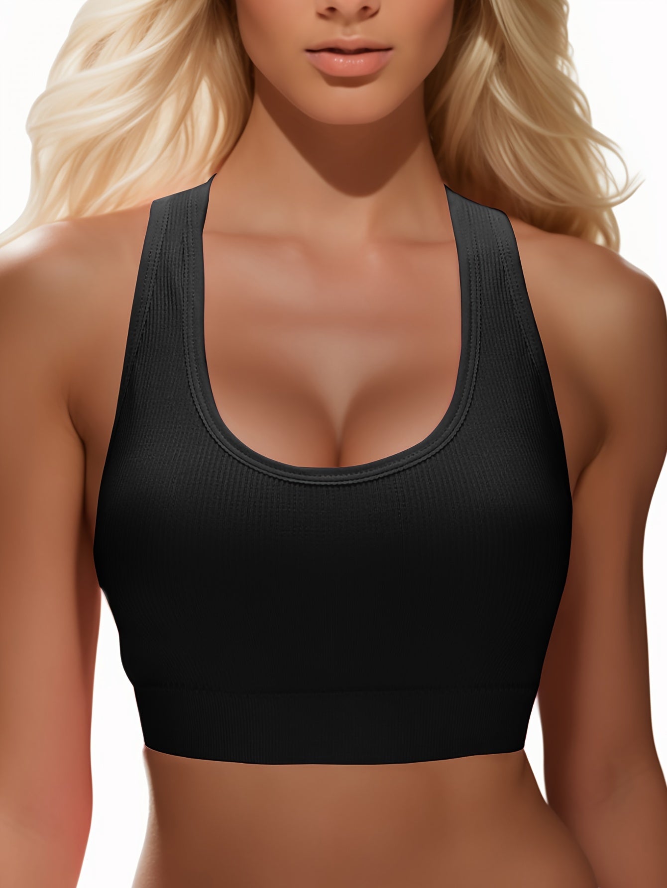Ribbed Sports Bra Comfy & Breathable Running Workout Intimates Bra
